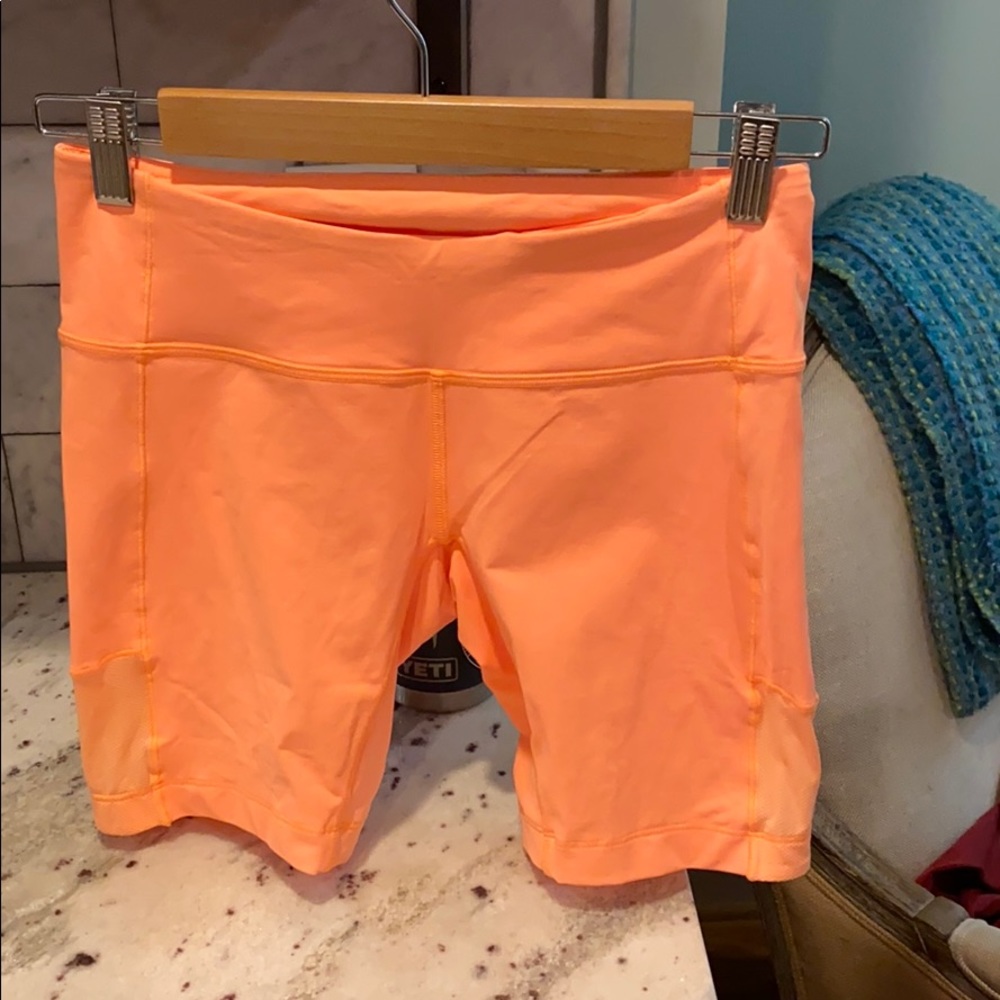 Orange fitted lululemon shorts